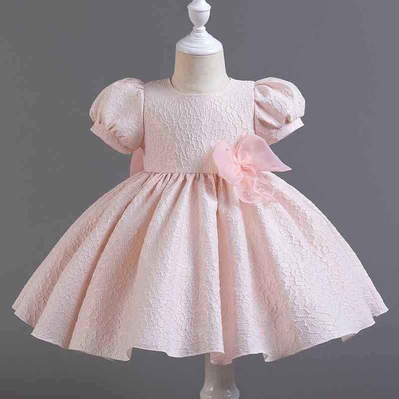 ワンピース 女の子 ベビー向け 高級感 パフスリーブ ふわふわ プリンセススタイル 誕生日 バースデー フォーマル 発表会 パーティー 演奏会 衣装 ピンク 白 ポリエステル 綿混