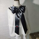 大きい リボン アクセサリー ブローチ 装飾 かわいい 安全ピン 黒 赤 オレンジ ネックライン シャル ワンピース ジャケット レディース カジュアル