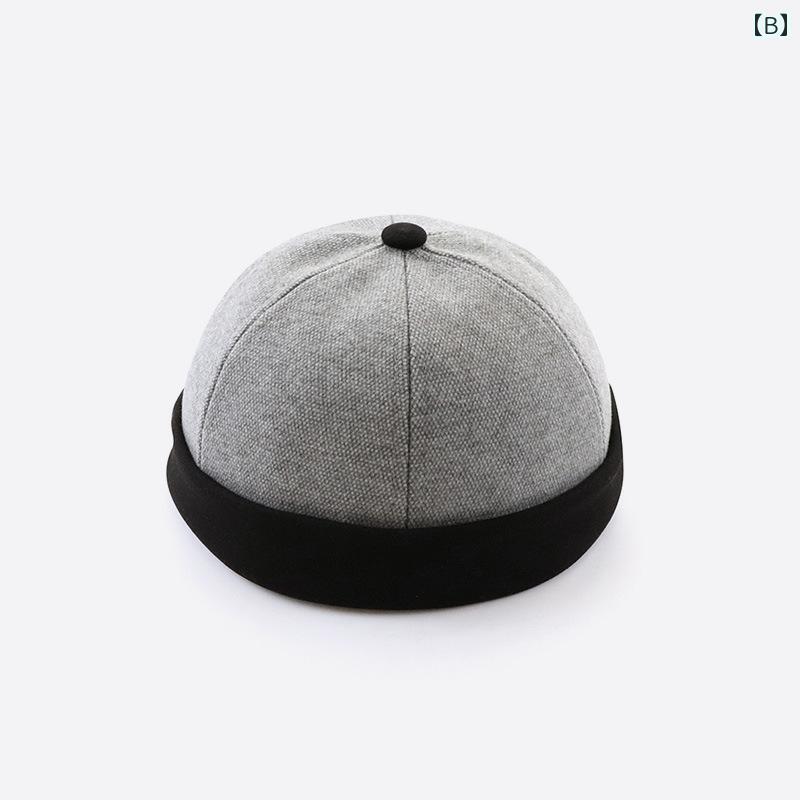 帽子 ツバなし ロールキャップ メンズ レディース ストリート ヒップホップ フーリガン 秋冬 セーラー ハット レッド ブラック