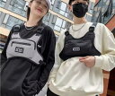 チェストバッグ ミリタリー メンズ レディース 鞄 タックルベスト ファスナー サイクリング アウトドア カジュアル グラフィティ 黒 オレンジ(4)