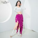 ベリーダンス 衣装 練習着 レディース 社交ダンス ラテン 秋冬 長袖 フリンジ スカート イエロー ブラウン ホワイト