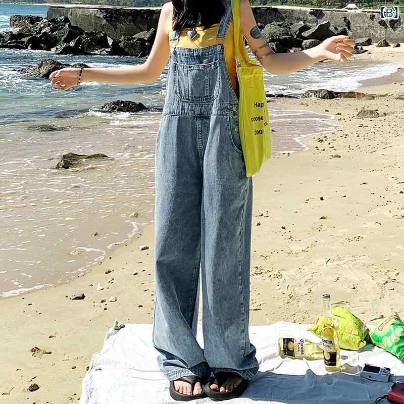 way-ugoのオーバーオール レディース サロペット デニム パンツ 春夏秋 アメリカン レトロ サスペンダー ワイドレッグ｜アングル3