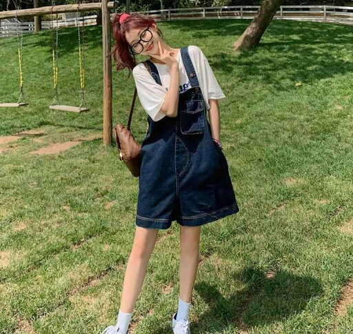 サロペット ショート丈 パンツ レディース オーバーオール つなぎ レトロ デニム 薄手 夏 韓国 ゆったり ブルー サロペット ショート丈 パンツ レディース オーバーオール つなぎ レトロ デニム 薄手 夏 韓国 ゆったり ブルー
