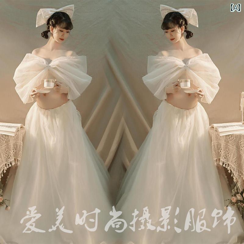 マタニティ フォト 衣装 おしゃれ ファッション 妊婦 記念 写真 スタジオ レトロ ドレス フリーサイズ かわいい ワンピース セット
