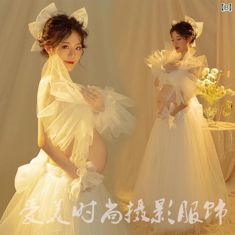 マタニティ フォト 衣装 おしゃれ ファッション 妊婦 記念 写真 スタジオ レトロ ドレス フリーサイズ かわいい ワンピース セット