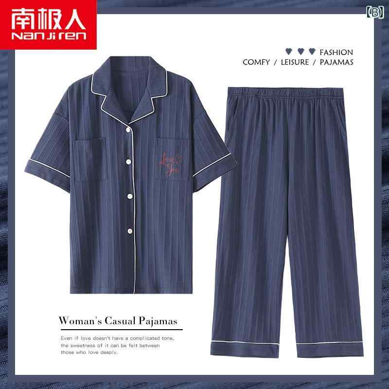 パジャマ ルームウェア セット ナイトウェア カップル 魅惑的 綿 メンズ 春夏 半袖 ズボン 薄手 夏 レディース ホーム