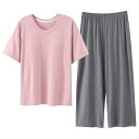 パジャマ ルームウェア セット ナイトウェア レディース 夏 モーダル 半袖 クロップドパンツ ホーム 薄手 冷感 大きいサイズ 夏