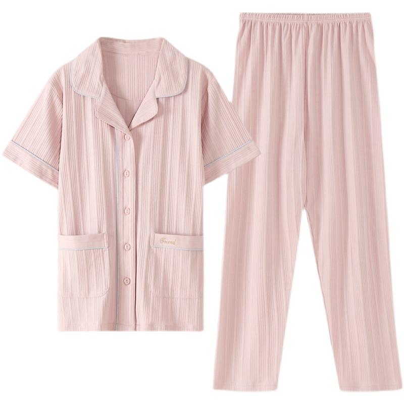 パジャマ ルームウェア セット ナイトウェア レディース 夏 綿 半袖 ズボン ホーム 薄手 大きいサイズ