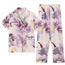 パジャマ ルームウェア セット ナイトウェア レディース 夏 冷感 半袖 ズボン ホーム 服 薄手 花柄