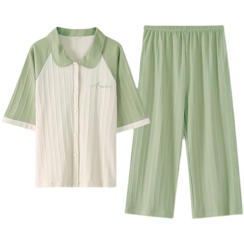 パジャマ ルームウェア セット ナイトウェア レディース 夏 魅惑的 綿 半袖 ズボン ホーム 薄手 綿