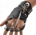 革手袋 レザーグローブ スカル チェーン付き バイク アウトドア ロック クール パンク パフォーマンス クラブ メンズ レディース ファッション小物