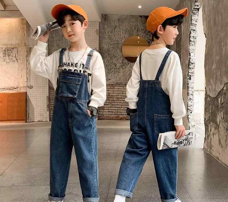 デニム オーバーオール キッズ サロペット 子供服 男の子 女の子 春秋 カジュアル ジッパー 韓国 トレーナー Tシャツ ブルー ホワイト ブラック(4)