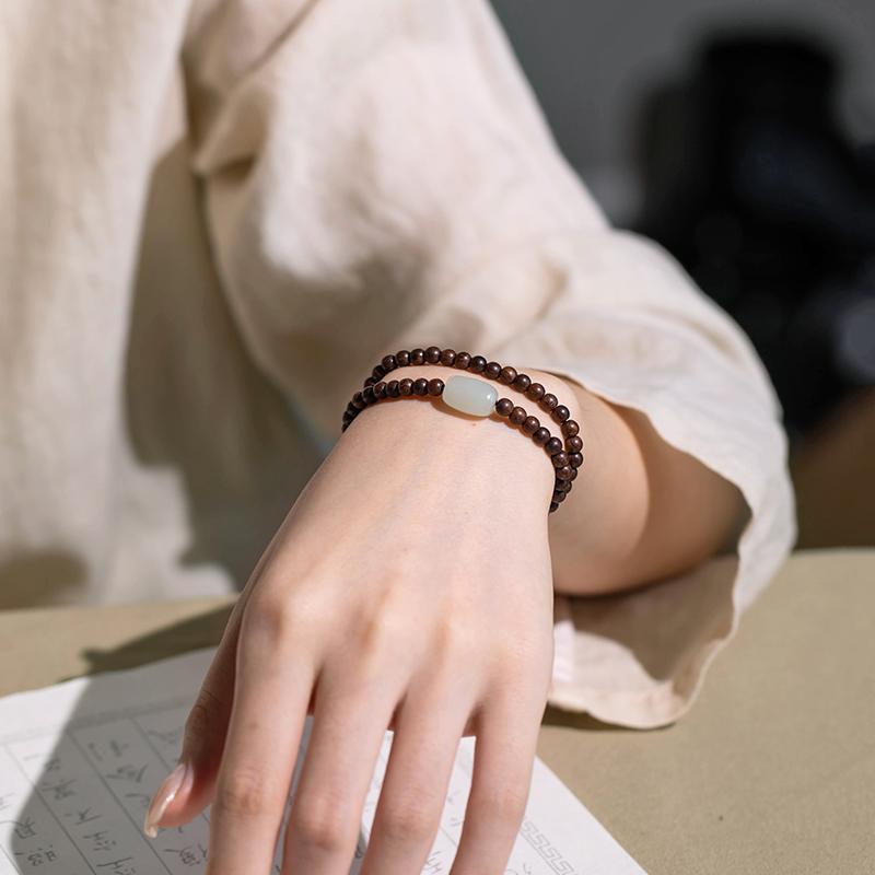 数珠 念珠 金 白檀 4ミリメートル スリム 仏 ビーズブレスレット シンプル 賀天 翡翠 レトロ さわやか ..