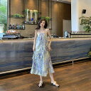 レディース 花柄マーブル シフォン キャミ ワンピース フリル Aライン フレア ロングドレス ゆったり ふんわり リゾート 旅行 イベント フェス デート パーティー 女子会 マタニティ 映え 楽ちん 上品 着瘦せ アップ