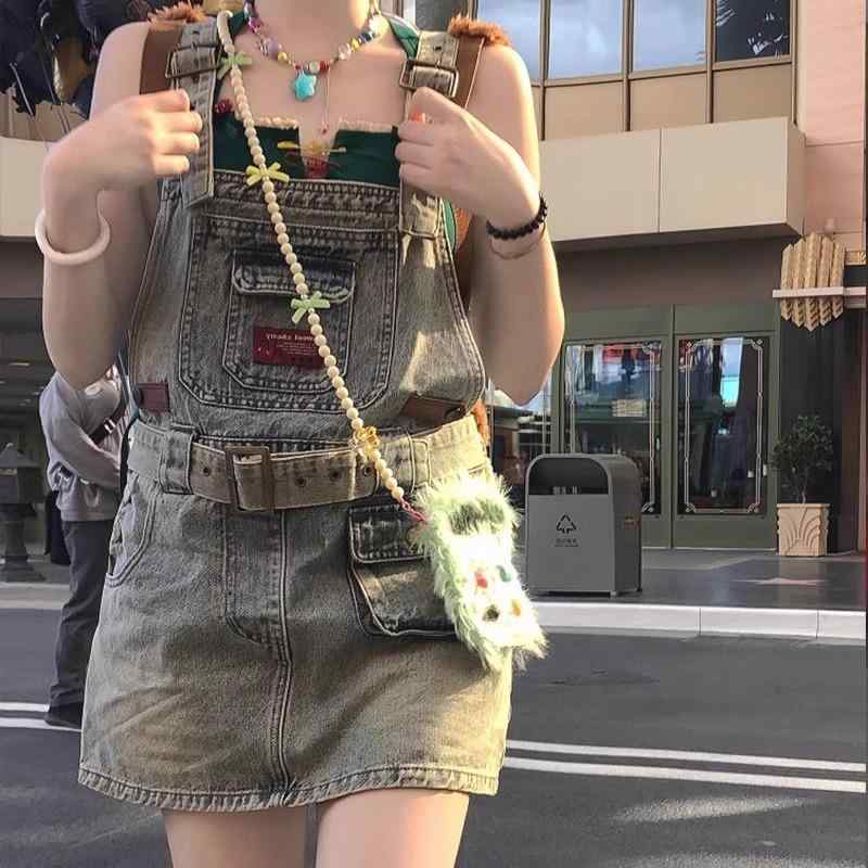 レディース 春夏 女性用 サスペンダーパンツ オーバーオール スカート スーツ スリム 甘くてクール ホット ガール ワークウェア ベルト デニム ショート スカート
