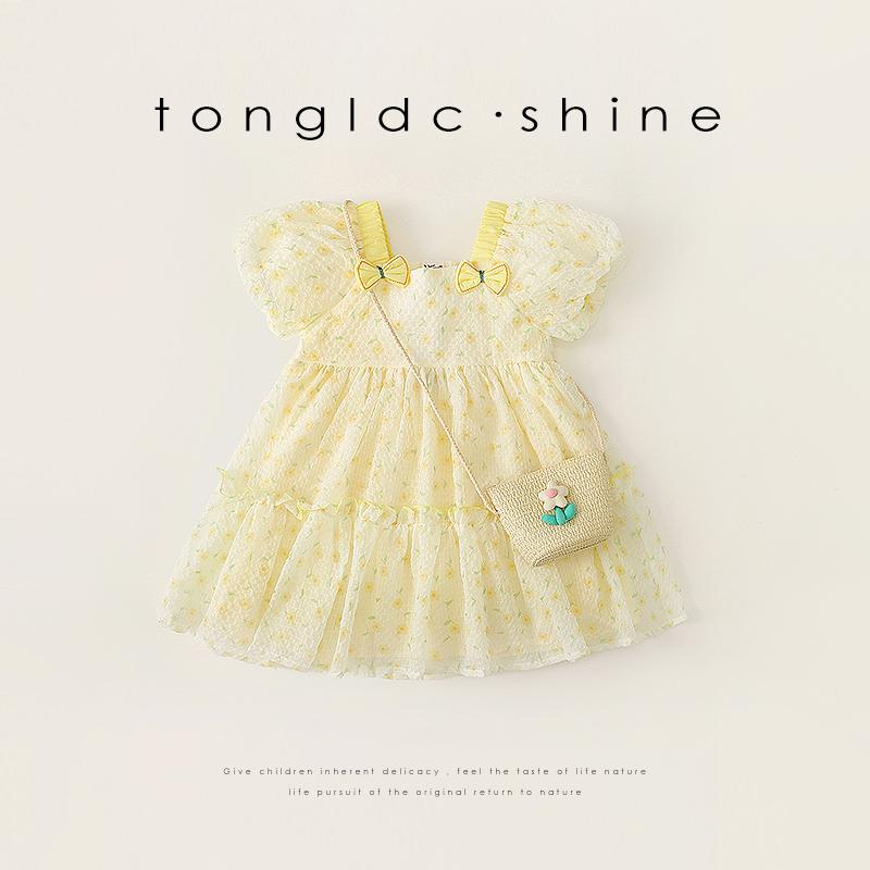 キッズウェア ふわふわワンピ ビタミンカラー 元気 かわいい 女の子 サマー おしゃれ かごバッグ付き ..