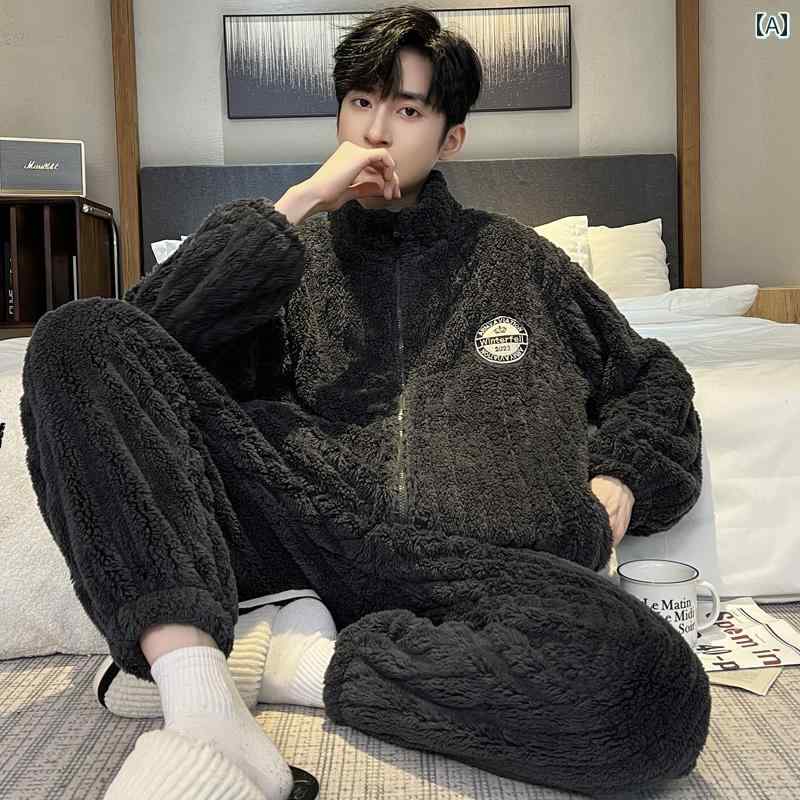 ルームウェア メンズ 冬 もこもこ パジャマ 部屋着 厚手 暖かい フランネル グレー ブルー ブラウン クマ