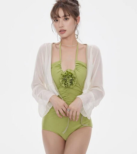 ワンピース 水着 レディース ファッション 夏 プール レジャー 海水浴 グリーン 緑 バックレス カジュアル 三角 ハイエンド ワンピース 水着 レディース ファッション 夏 プール レジャー 海水浴 グリーン 緑 バックレス カジュアル 三角 ハイエンド