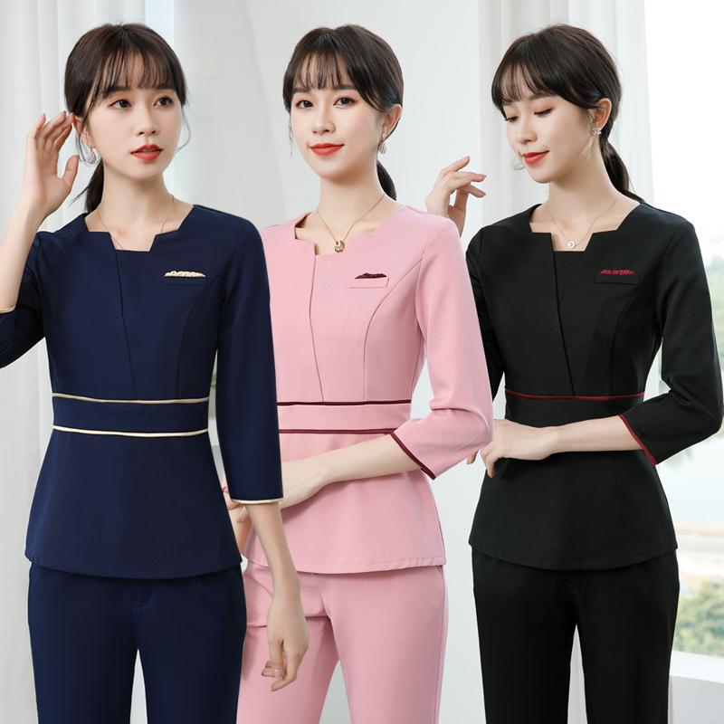 エステ 制服 クリニック 美容サロン ユニフォーム 春秋 七分袖 半袖 スーツ 作業着 女性 ホテル マッサ..