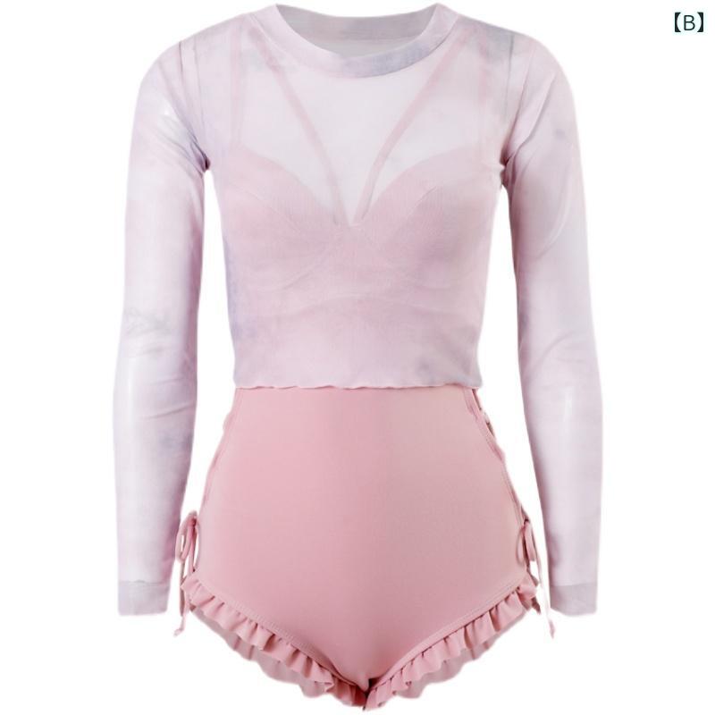 ワンピース 水着 レディース ファッション 夏 プール 海水浴 ビーチ レジャー バックレス ピンク カジュアル 長袖 ショートパンツ 魅惑的 韓国