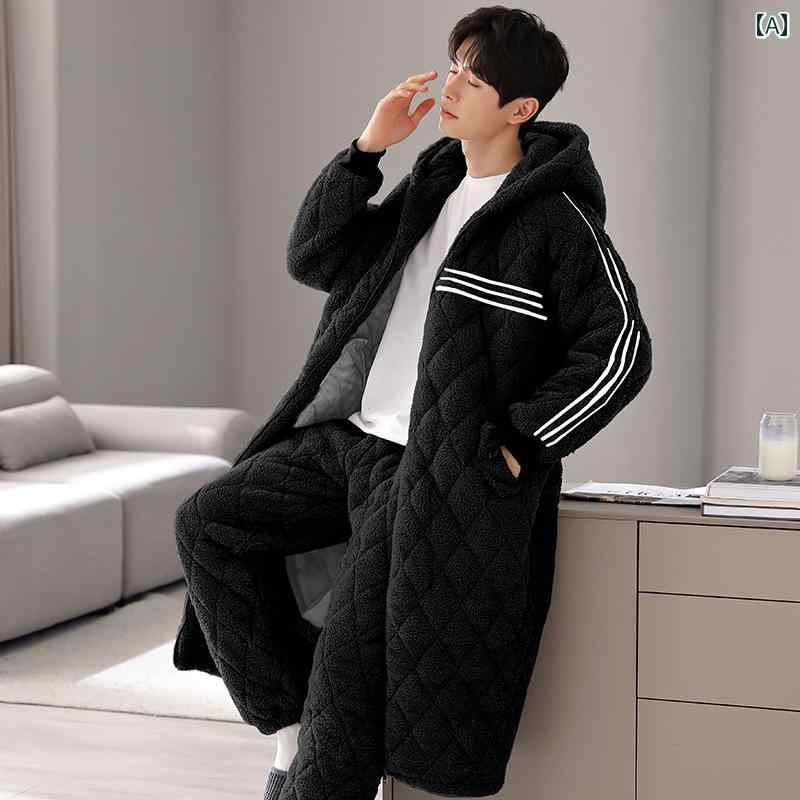 バスローブ レディース メンズ ガウン ルームウェア カジュアル おしゃれ パジャマ 秋冬 厚手 大きいサイズ キルティング フード付き ブラック グレー グリ...