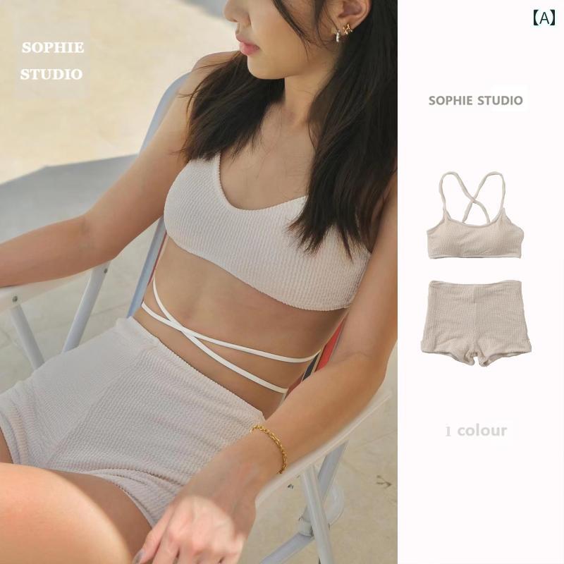 水着 レディース かわいい 夏 プール レジャー 海水浴 Vネック ボクサー ブリーフ 無地 海 スイミング ウェア