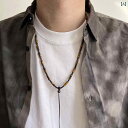 ネックレス メンズ エスニック 虎目石 アクセサリー 小物 カジュアル レトロ ペンダント ロング アジアン おしゃれ ストラップ 紐 シンプル(4)