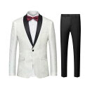 メンズ スーツ セット ジャケット ブレザー ツーピース ズボン パンツ ロング 蝶ネクタイ 特大 ジャカード 男性 パーティー ステージ パフォーマンス 司会...