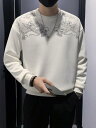 スウェット トレーナー メンズ ドラゴン 龍 プルオーバー トップス カジュアル 長袖 紳士服 中国風 プリント 秋冬 厚手 干支 暖かい 赤 白 黒