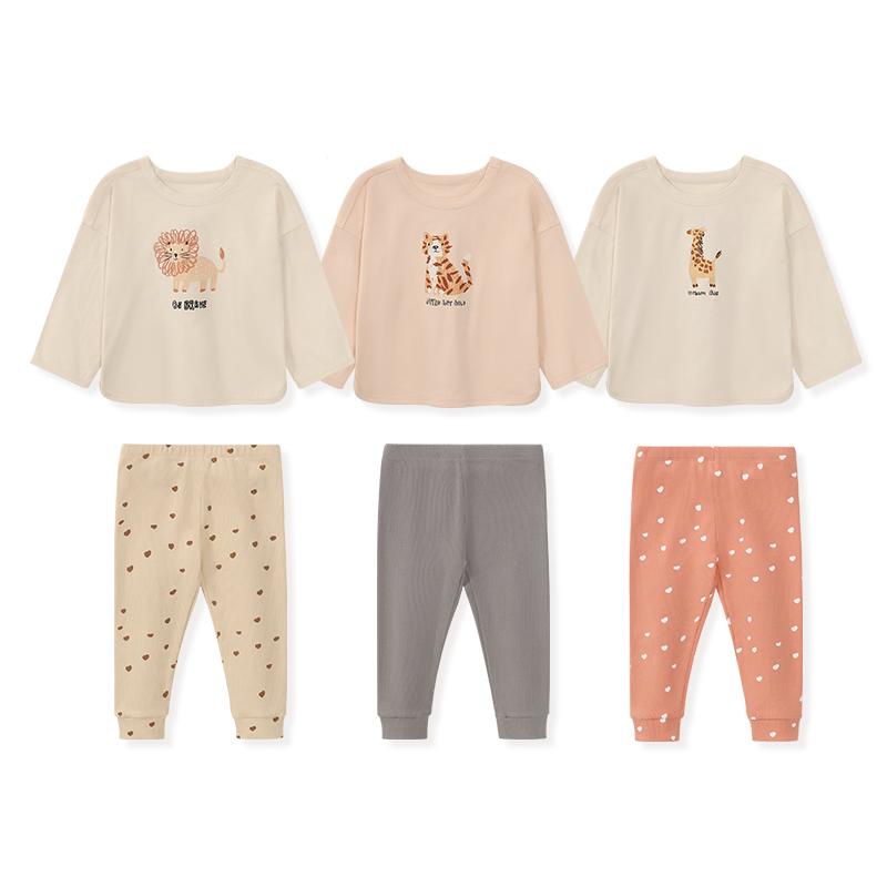 幼児 ベビーウェア 赤ちゃん 女の子 ツーピース トレーナー スウェットシャツ パンツ アニマル風 春 カ..