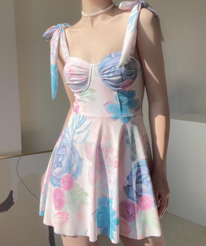 ワンピース 水着 レディース 夏 プール 海水浴 ビーチ レジャー カジュアル ノースリーブ スカート ウエストカバー