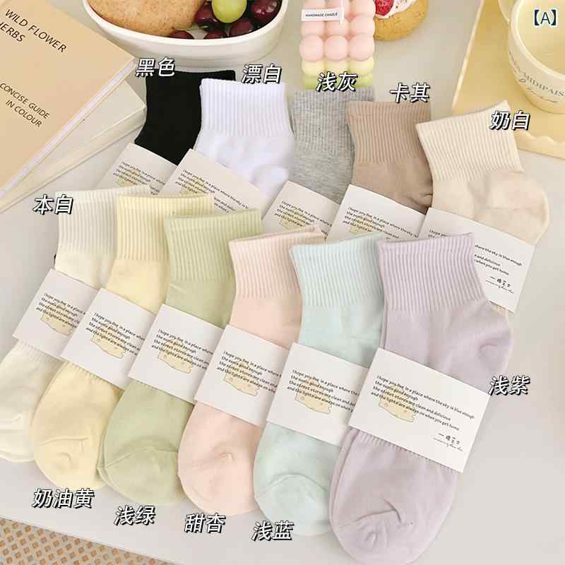 レディース シンプル カジュアルソックス 綿 春用 薄手 靴下 通気性 和風 ショートソックス 吸湿発散性..
