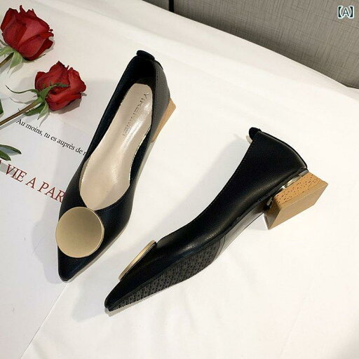 パンプス 春 レディース ソフトレザー シューズ ローヒール ポインテッドトゥ 厚手 ヒール シングル 女性用 作業靴 パンプス 春 レディース ソフトレザー シューズ ローヒール ポインテッドトゥ 厚手 ヒール シングル 女性用 作業靴