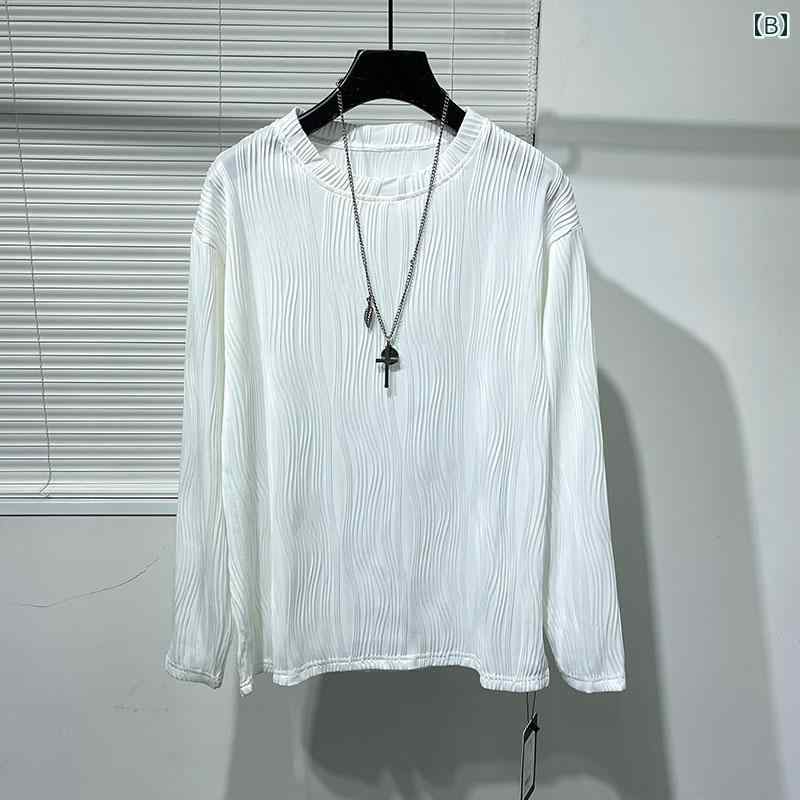 Tシャツ おしゃれ メンズ 紳士服 男性用 トップス シャツ 春夏 シンプル ラウンドネック 薄手 速乾 長袖 ヒップホップ