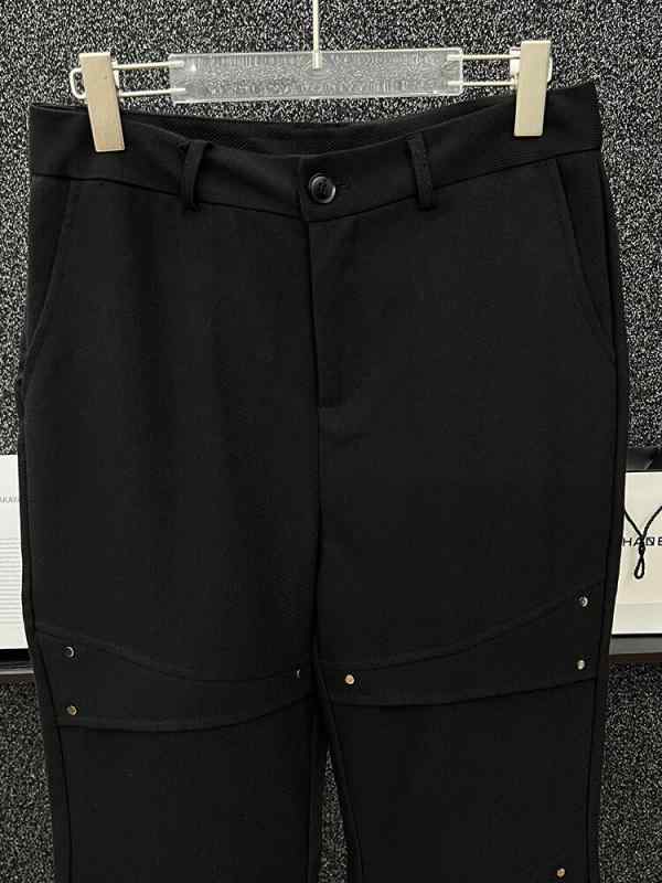 メンズ おしゃれ着 ハイエンド 縦型 ストレートレッグパンツ メタル カジュアル ロング パンツ 春秋 ゆったり マイクロフレア ワイドレッグ パンツ