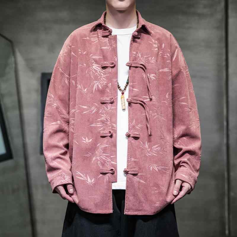 メンズ ファッション トップス カットソー シャツ かっこいい レトロ チャイナ風 カンフー着 太極拳 唐装 男性 漢服 カジュアル 長袖 プリント 春秋