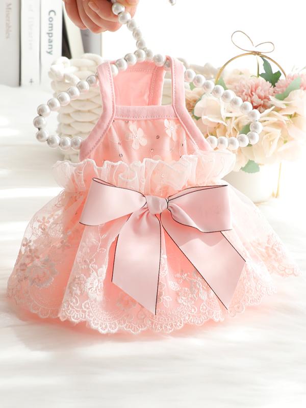 ペット用品 洋服 ワンちゃん 猫ちゃん プリンセス ドレス おしゃれ 春夏 薄手 フラワーレース ウェディングドレス 小型犬 テディ ペット