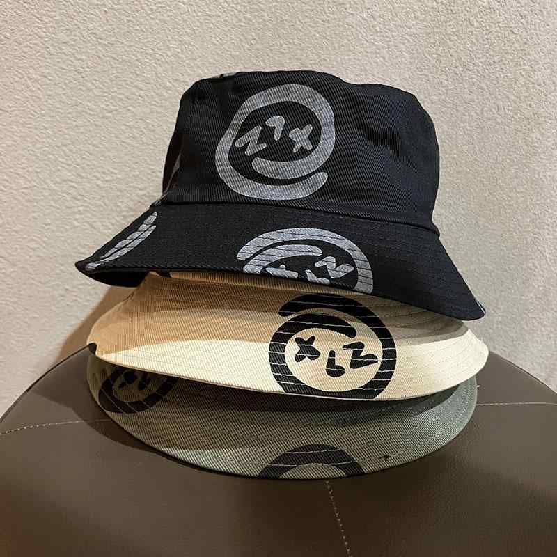 帽子 韓国 笑顔 ダブル バケット ハット レディース 春夏 ファッション ストリート ヒップ ホップ 日よけ つば 広 フィッシャーマン ハット メンズ 男女兼用