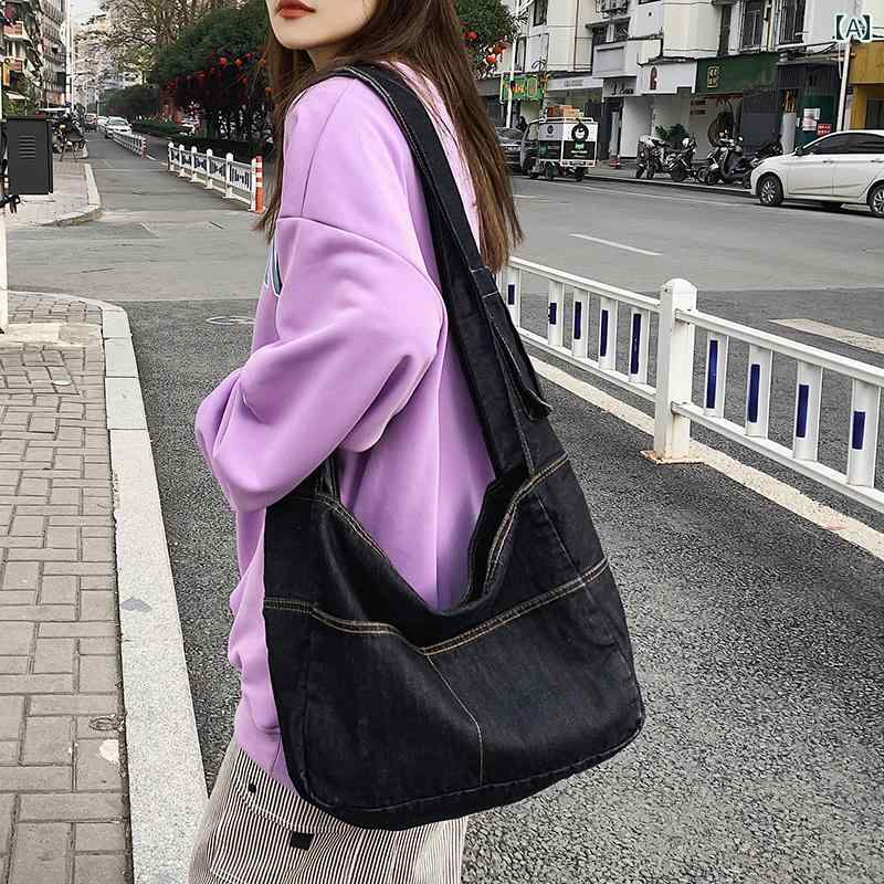 春 クロス ボディバッグ 女性 ファッション大容量 韓国 ショルダー 学生 デニム ジッパー ミディアム かわいい おしゃれ
