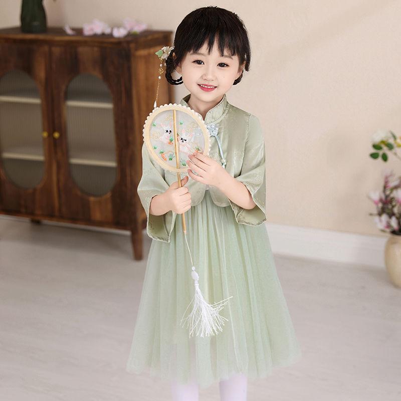 ワンピース 女の子 キッズ 漢服 唐装 チャイナドレス 春夏 薄手 綿 コットン プリンセスドレス 中国風 ..