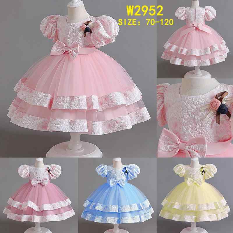 ワンピース キッズ 女の子 パフスリーブ ふわふわ プリンセスドレス フォーマル セレモニードレス ポリエステル綿混 1歳 誕生日 発表会 結婚式 撮影 フラワーガール