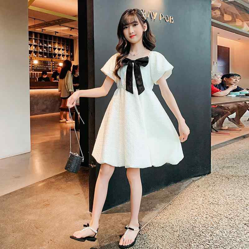 ワンピース 女の子 キッズ 春夏 蝶々 バタフライ柄 花柄 パフスリーブ プリンセスライン ロング丈 フレ..