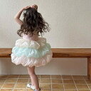 ワンピース キッズ 女の子 夏 ティアードスカート フリル プリンセスドレス かわいい おしゃれ 上品 ポリエステル コットン裏地 ふんわり お出かけ 普段使い