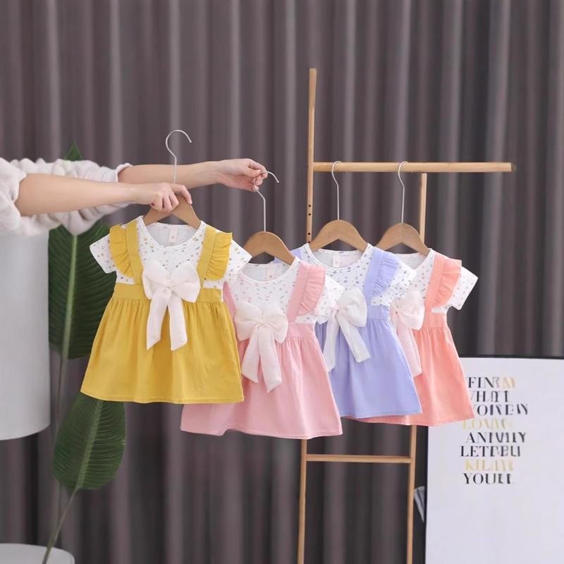 ワンピース 女の子 ガールズ キッズ 夏服 半袖 キャラクター柄 プリンセスドレス 綿100% コットン Aラ..