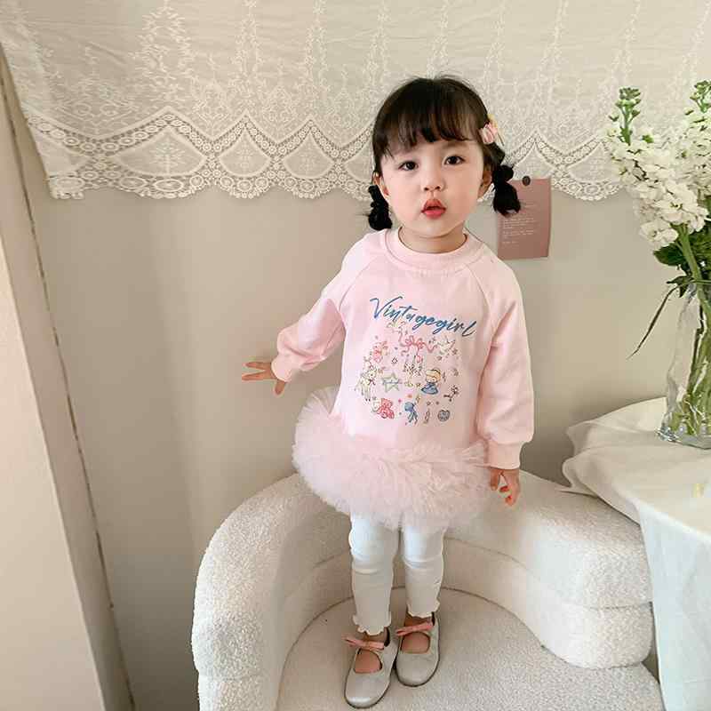 セットアップ キッズ 女の子 ベビー スウェットワンピース レギンス 上下セット 綿素材 やわらか肌触り 長袖 長ズボン 韓国風 トレンド カジュアル 普段使い 通園 春夏 かわいい おしゃれ キャラクタープリント メッシュ切り替え リボン リブデザイン