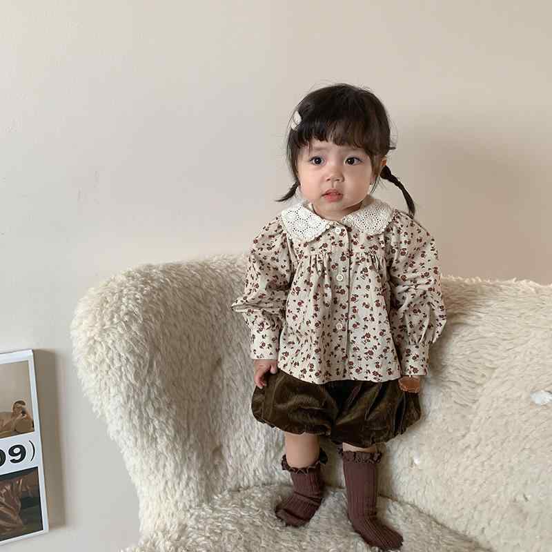 ベビー服 女の子 チュニック ブラウス セットアップ 長袖 襟付き 花柄 綿 コットン カジュアル かわい..