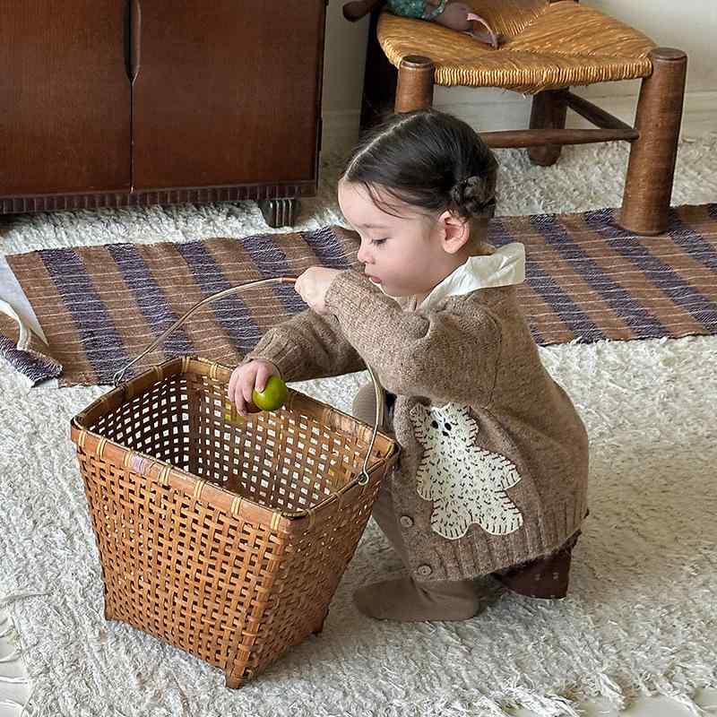 ベビー服 女の子 セットアップ 韓国風 ニット インナー ロンパース サロペットスカート 長袖 秋冬 綿混紡 柔らかい かわいい 無地 普段使い カジュアル おしゃれ