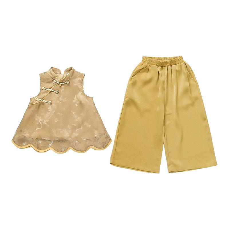 キッズ 女の子 パンツ セットアップ 夏 チャイナ風 おしゃれ ゆったり ルーズ ワイド カジュアル かわ..