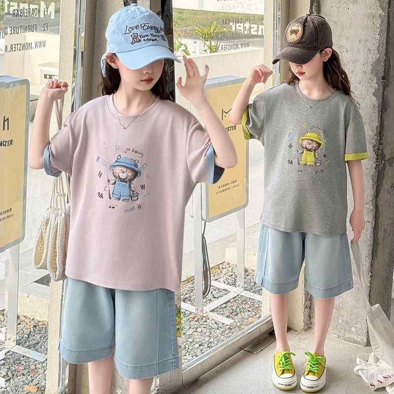 キッズ 女の子 セットアップ 半袖 トップス ハーフパンツ カジュアル 夏 ゆったり おしゃれ 韓国ファッ..