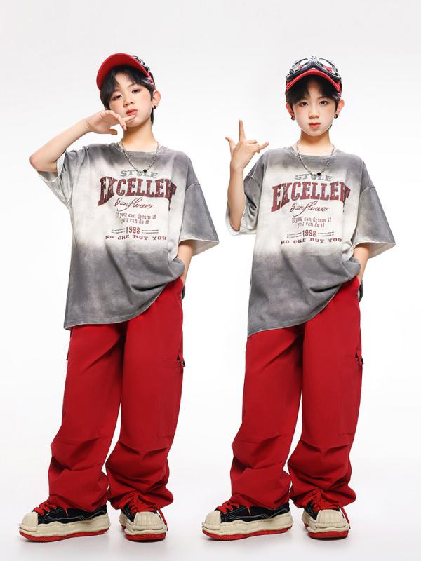 ダンス衣装 キッズ 男の子 女の子 男女兼用 ヒップホップ ストリートダンス 半袖 Tシャツ セットアップ..